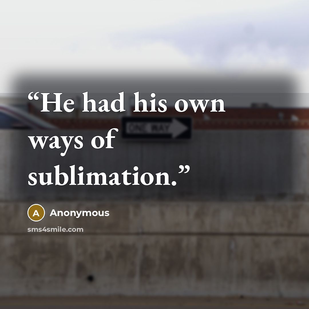 “He had his own ways of sublimation.” quote by Anonymous