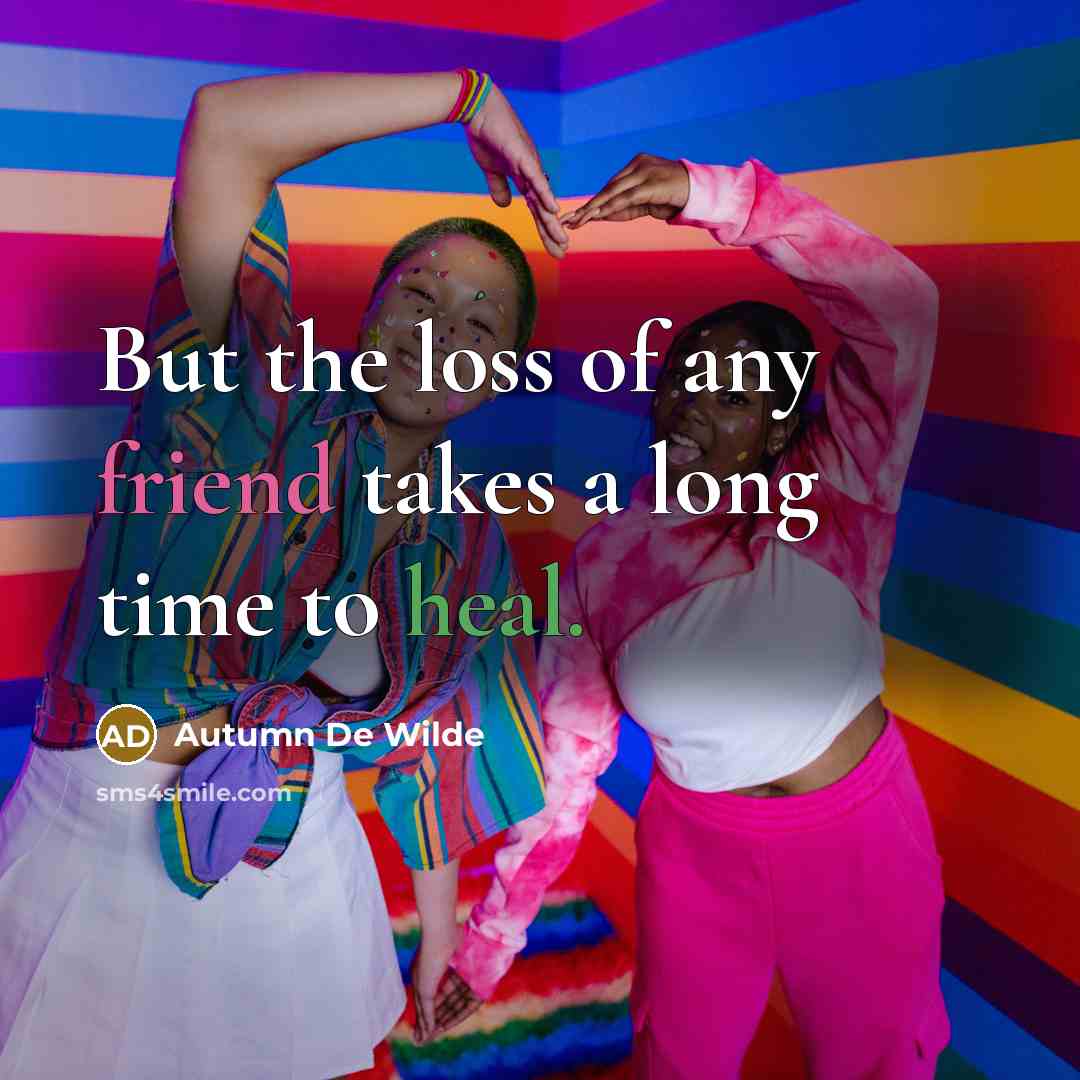 “But the loss of any friend takes a long time…” quote by Autumn de Wilde