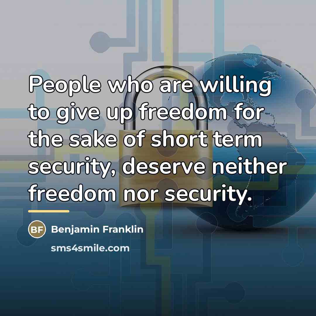 “People who are willing to give up freedom for the…” quote by Benjamin Franklin