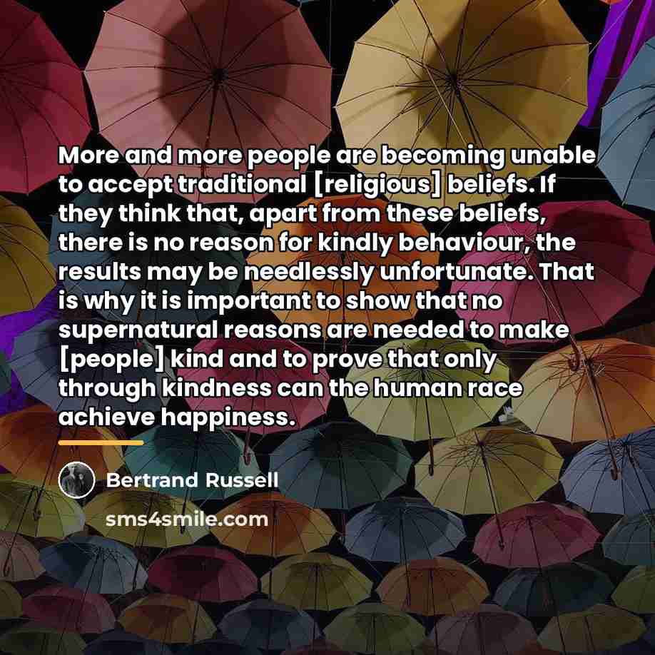 “More and more people are becoming unable to accept traditional…” quote by Bertrand Russell