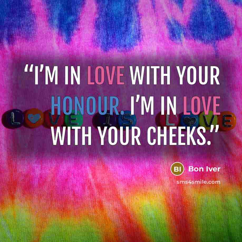 “I’m in love with your honour. I’m in love with your cheeks.” quote by Bon Iver
