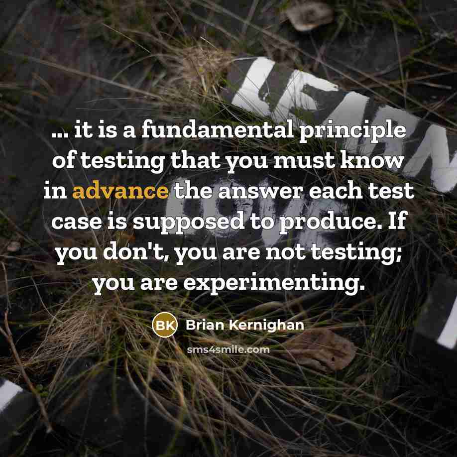 “... it is a fundamental principle of testing that you…” quote by Brian Kernighan