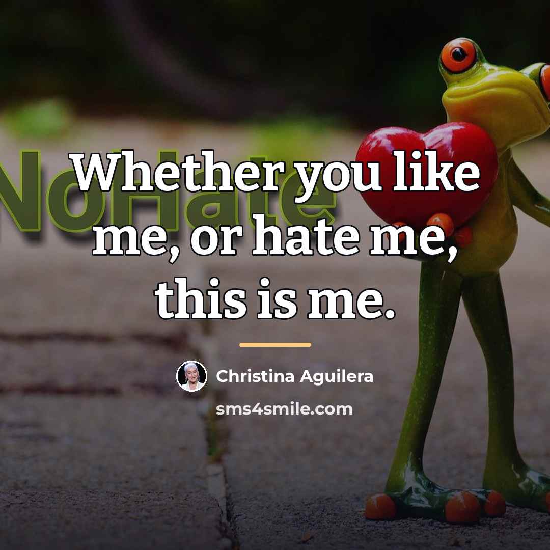 “Whether you like me, or hate me, this is me.…” quote by Christina Aguilera