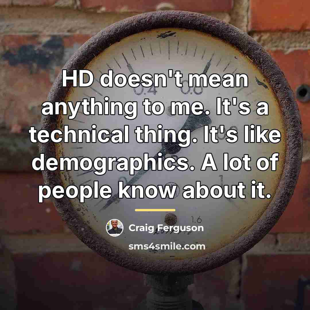 “HD doesn't mean anything to me. It's a technical thing.…” quote by Craig Ferguson