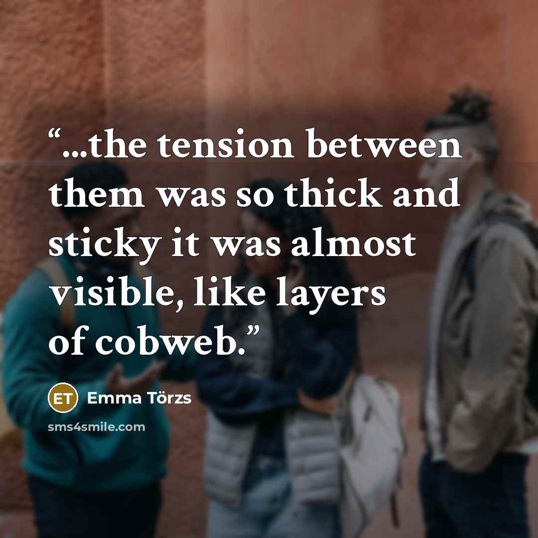 “...the tension between them was so thick and sticky it was almost visible, like layers of cobweb.” quote by Emma Törzs