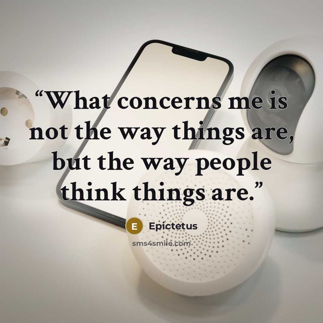 “What concerns me is not the way things are, but the way people think things are.” quote by Epictetus