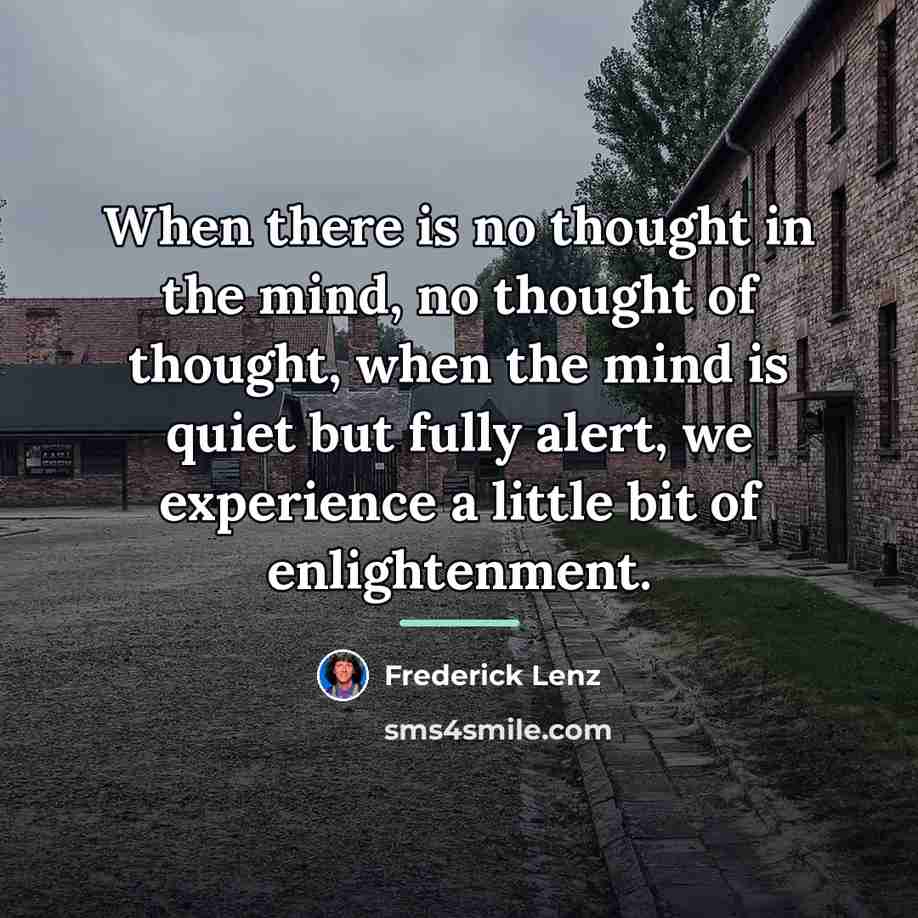 “When there is no thought in the mind, no thought…” quote by Frederick Lenz