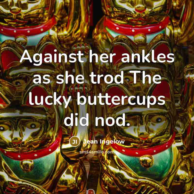 “Against her ankles as she trod The lucky buttercups did…” quote by Jean Ingelow