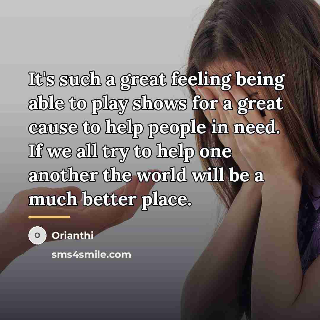 “It's such a great feeling being able to play shows…” quote by Orianthi