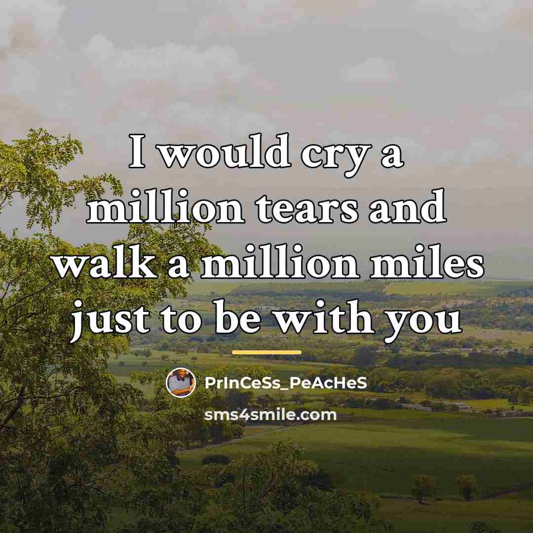 “I would cry a million tears and walk a million…” quote by PrInCeSs_PeAcHeS