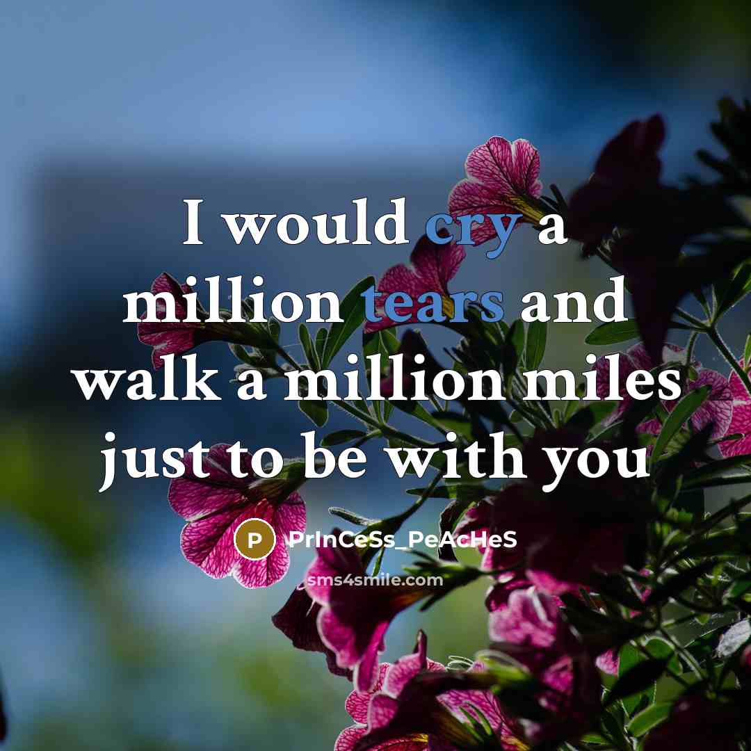 “I would cry a million tears and walk a million miles just to be with you” quote by PrInCeSs_PeAcHeS