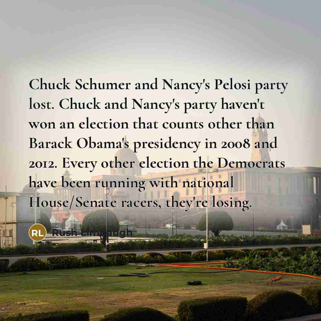 “Chuck Schumer and Nancy's Pelosi party lost. Chuck and Nancy's…” quote by Rush Limbaugh