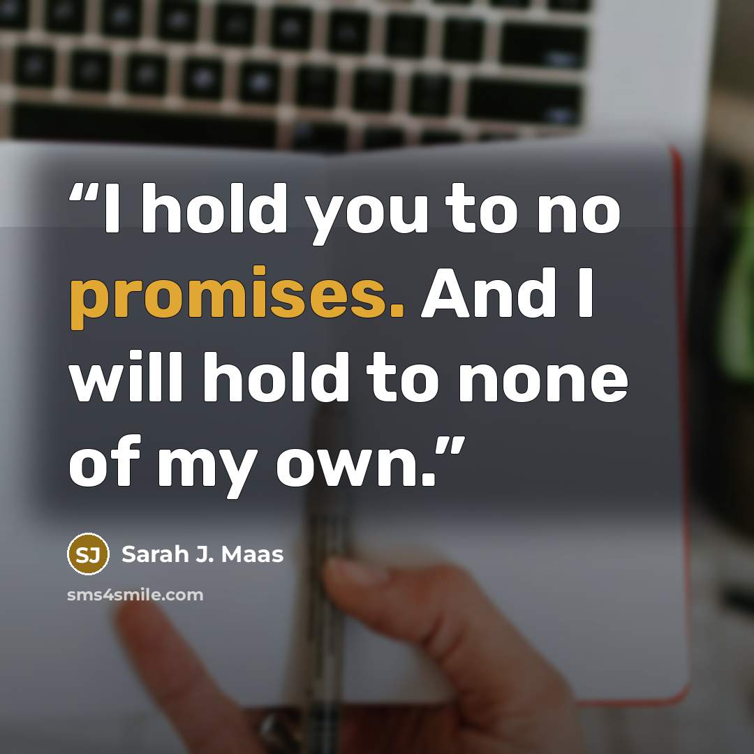 “I hold you to no promises. And I will hold to none of my own.” quote by Sarah J. Maas