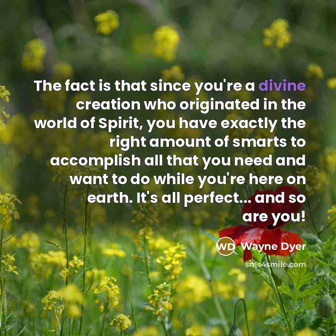 “The fact is that since you're a divine creation who…” quote by Wayne Dyer
