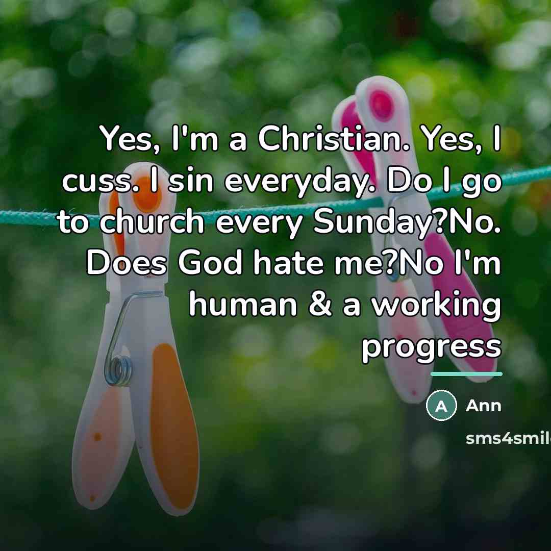 “Yes, I'm a Christian. Yes, I cuss. I sin everyday.…” quote by Ann