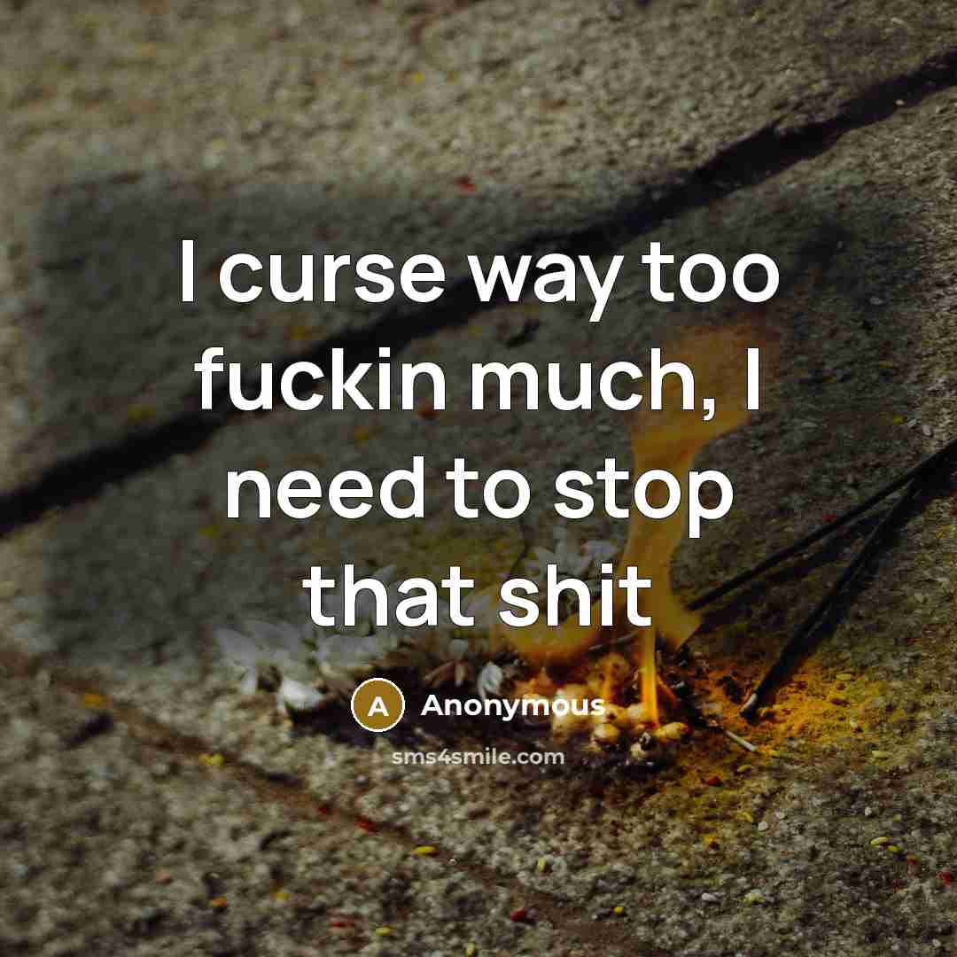 “I curse way too fuckin much, I need to stop…” quote by Anonymous