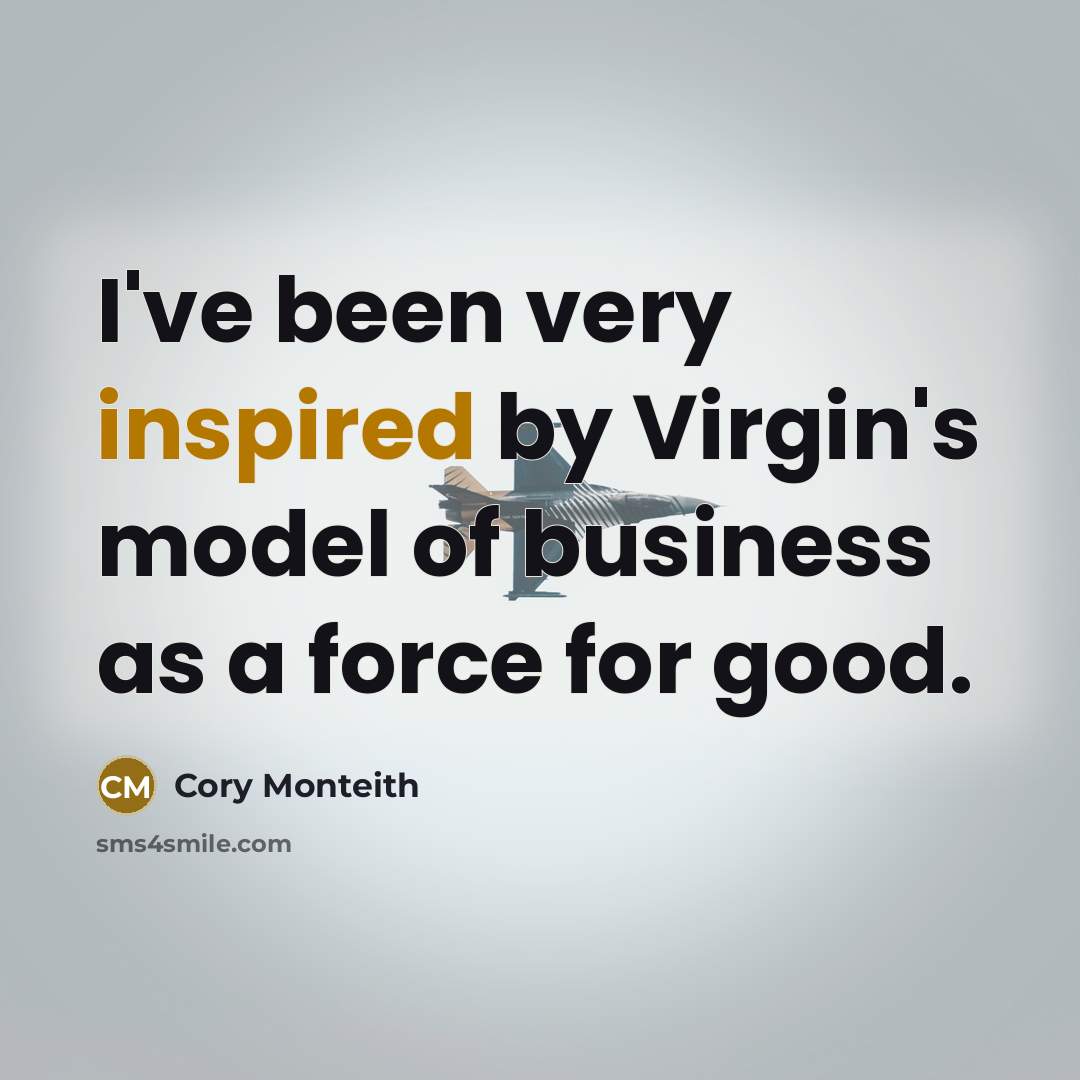 “I've been very inspired by Virgin's model of business as…” quote by Cory Monteith