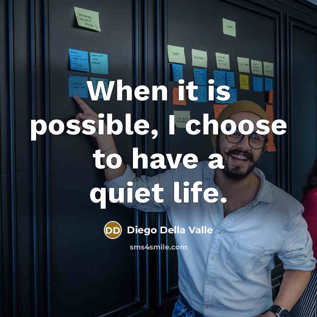 “When it is possible, I choose to have a quiet life.” quote by Diego Della Valle