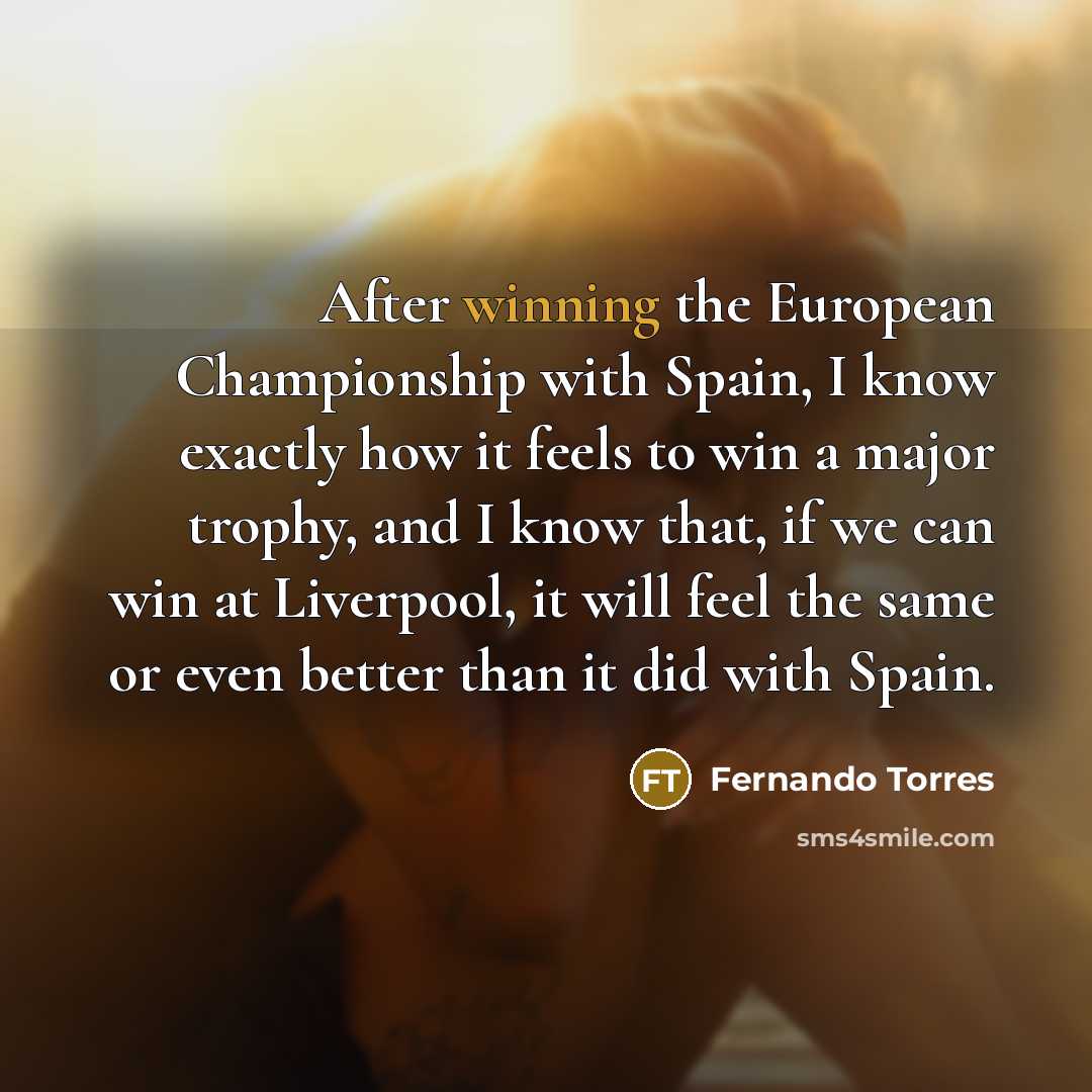 “After winning the European Championship with Spain, I know exactly…” quote by Fernando Torres