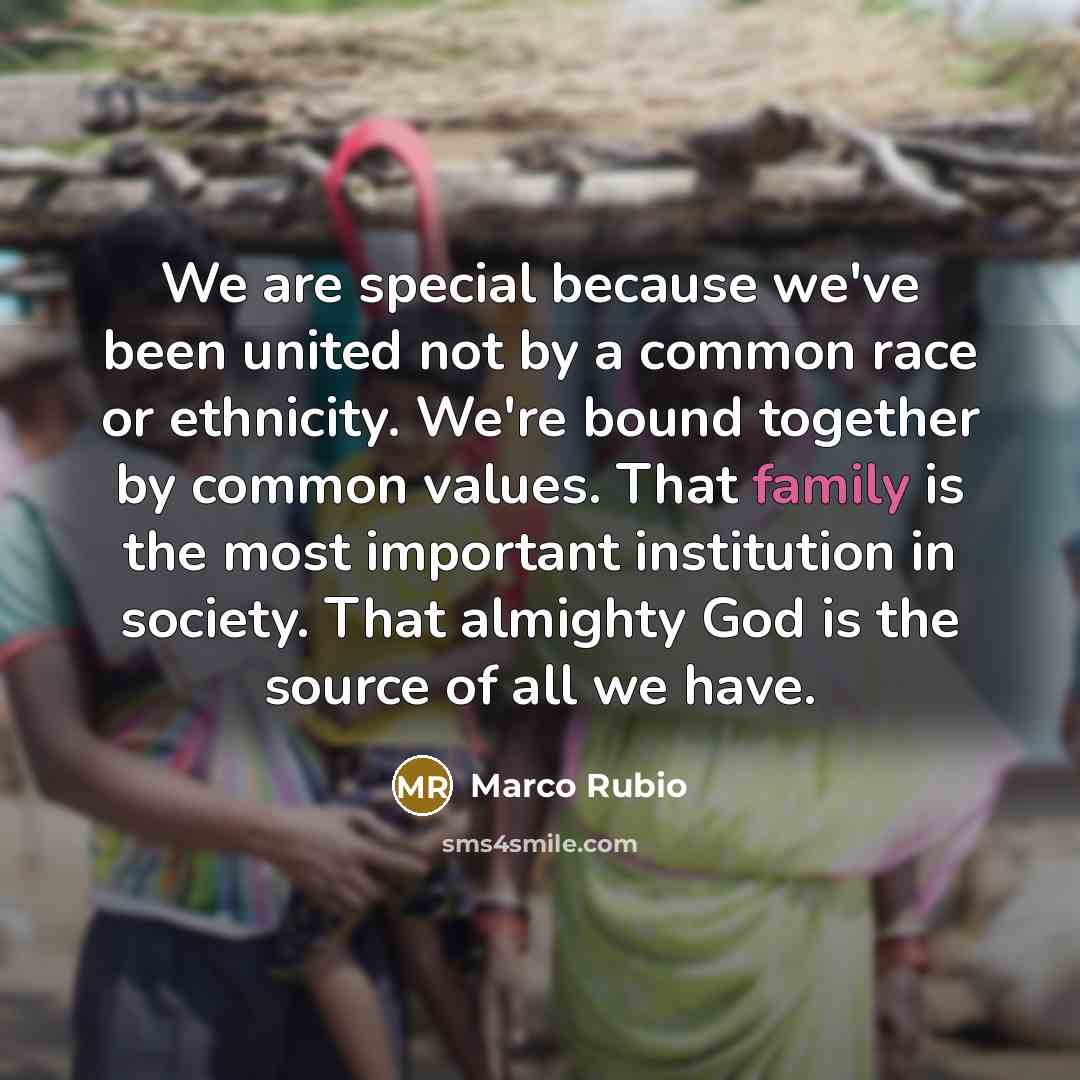 “We are special because we've been united not by a…” quote by Marco Rubio