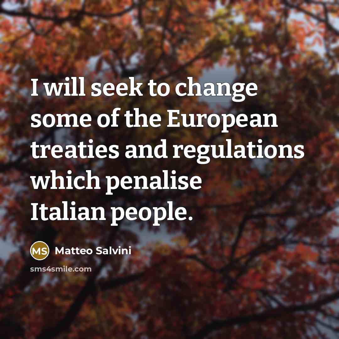 “I will seek to change some of the European treaties…” quote by Matteo Salvini