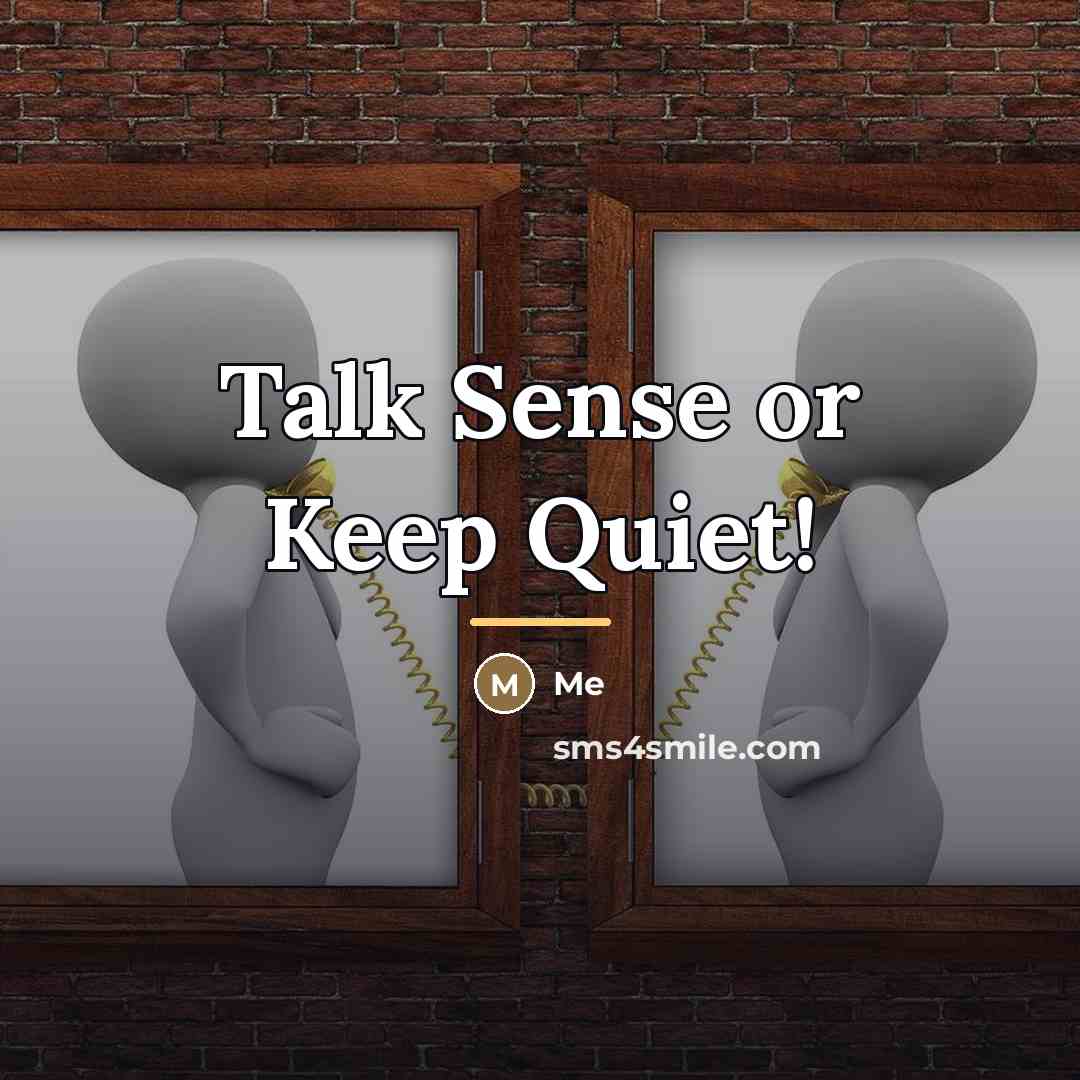 “Talk Sense or Keep Quiet!…” quote by Me