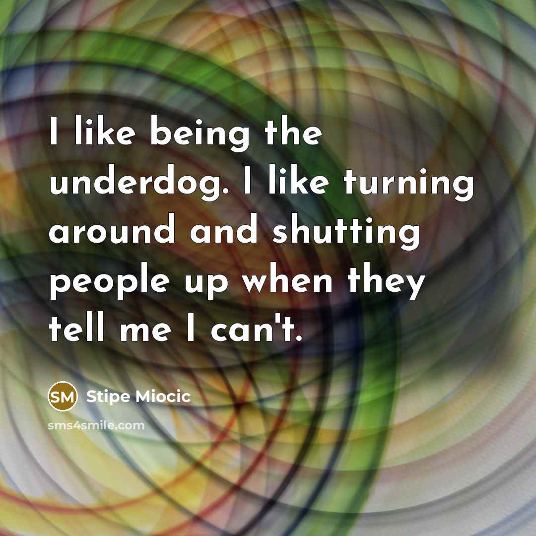 “I like being the underdog. I like turning around and…” quote by Stipe Miocic