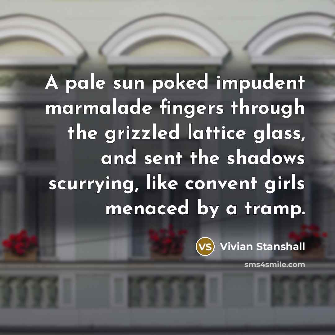 “A pale sun poked impudent marmalade fingers through the grizzled…” quote by Vivian Stanshall