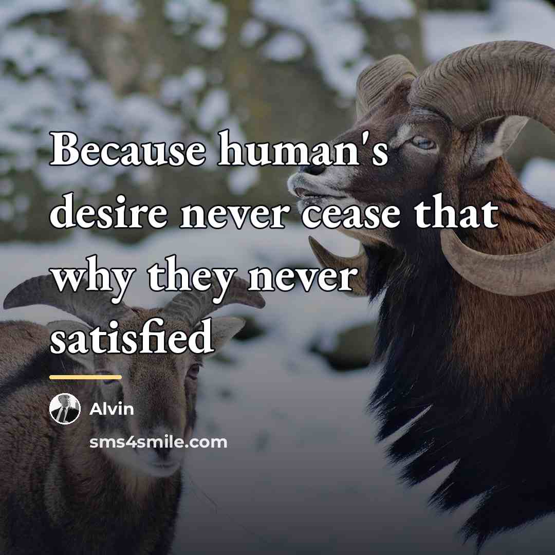 “Because human's desire never cease that why they never satisfied…” quote by Alvin
