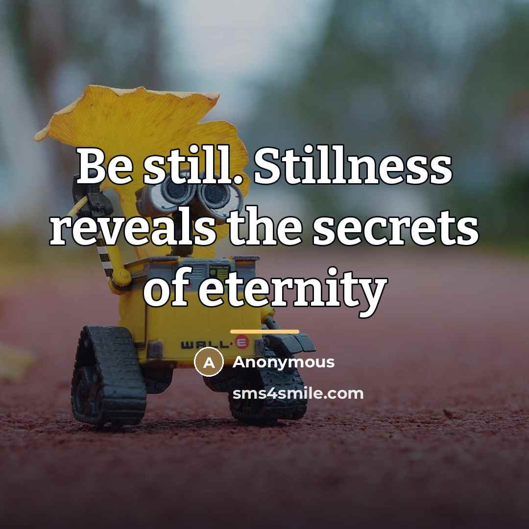 “Be still. Stillness reveals the secrets of eternity…” quote by Anonymous