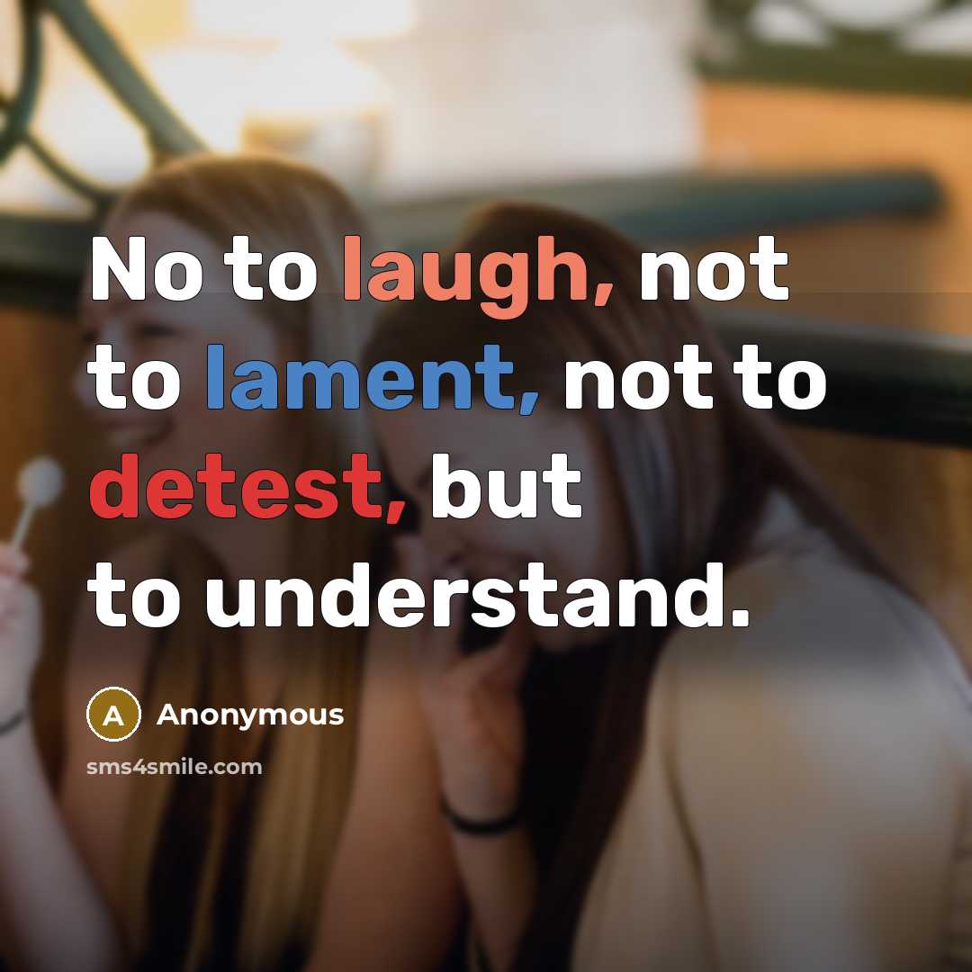“No to laugh, not to lament, not to detest, but…” quote by Anonymous