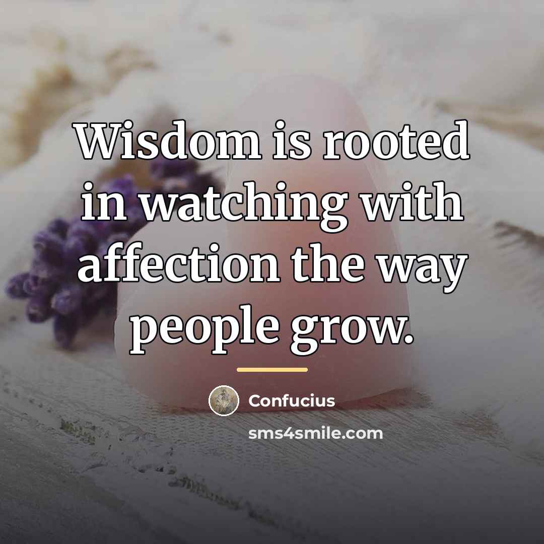 “Wisdom is rooted in watching with affection the way people…” quote by Confucius