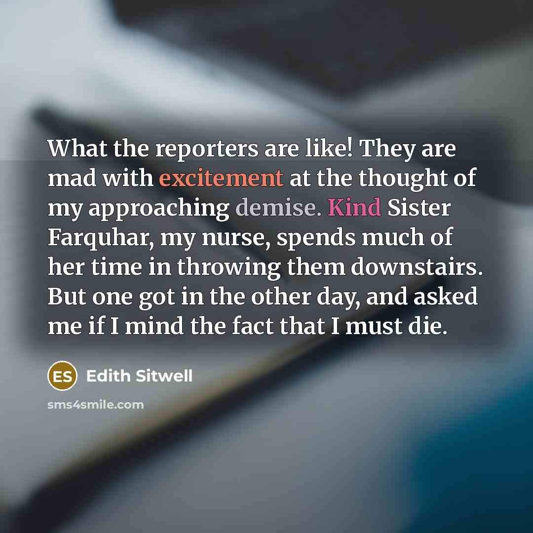 “What the reporters are like! They are mad with excitement…” quote by Edith Sitwell