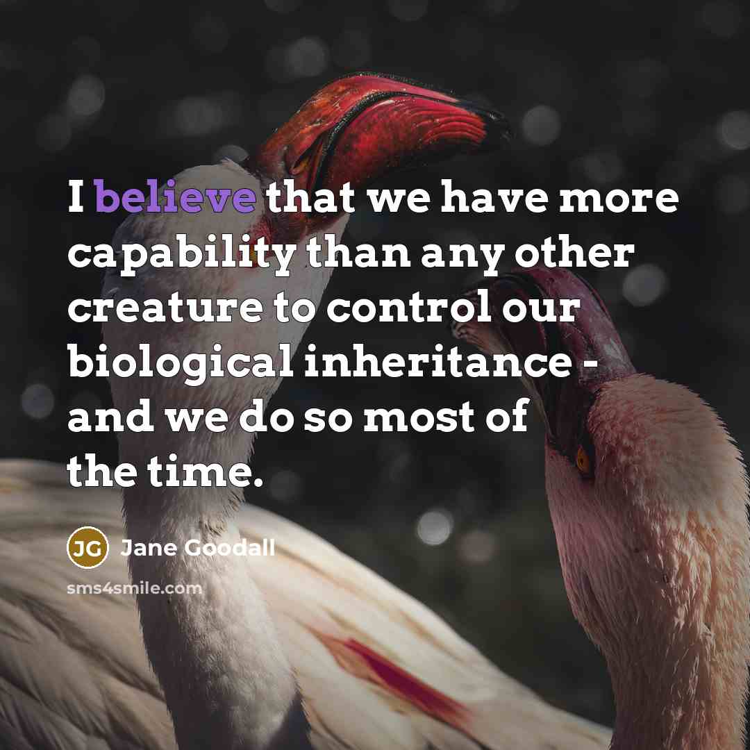 “I believe that we have more capability than any other…” quote by Jane Goodall
