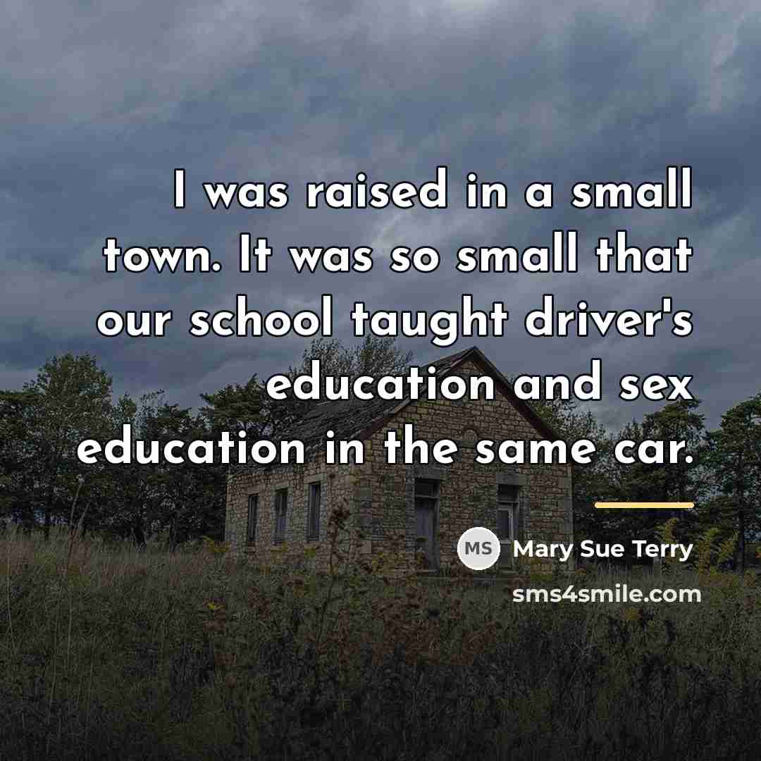 “I was raised in a small town. It was so…” quote by Mary Sue Terry