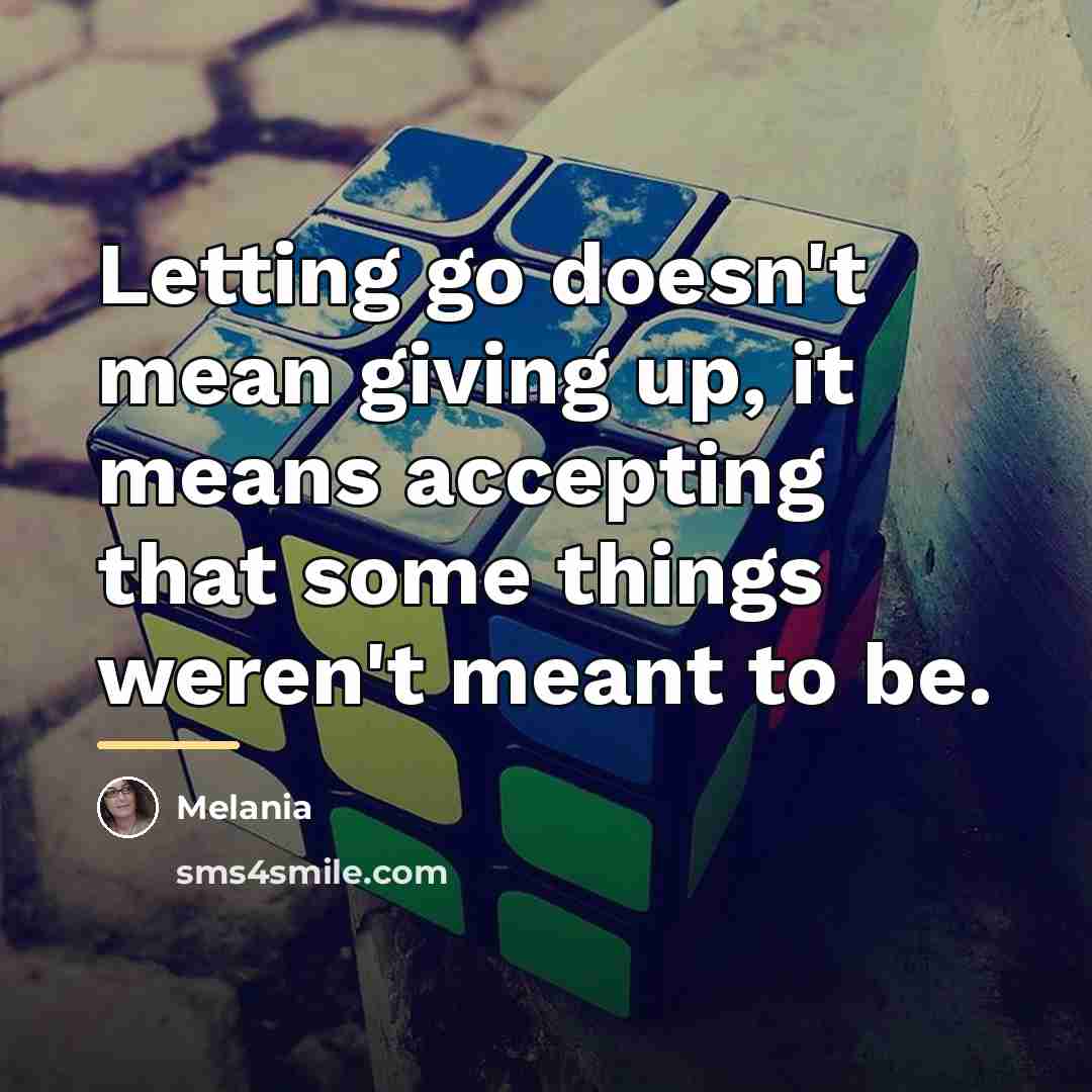 “Letting go doesn't mean giving up, it means accepting that…” quote by Melania