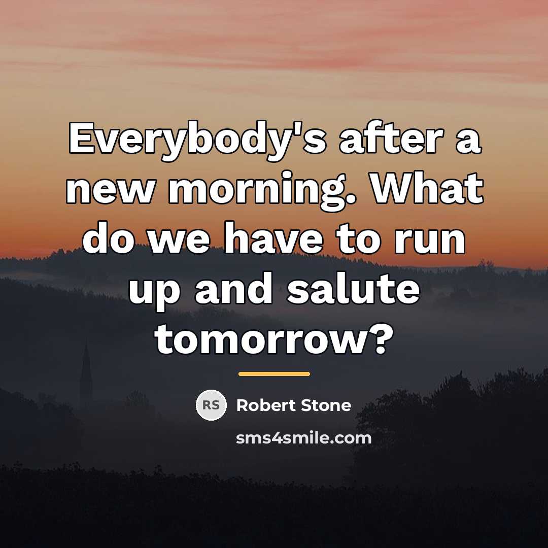 “Everybody's after a new morning. What do we have to…” quote by Robert Stone