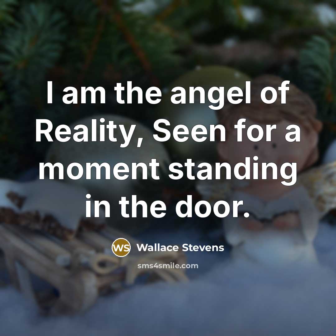 “I am the angel of Reality, Seen for a moment…” quote by Wallace Stevens