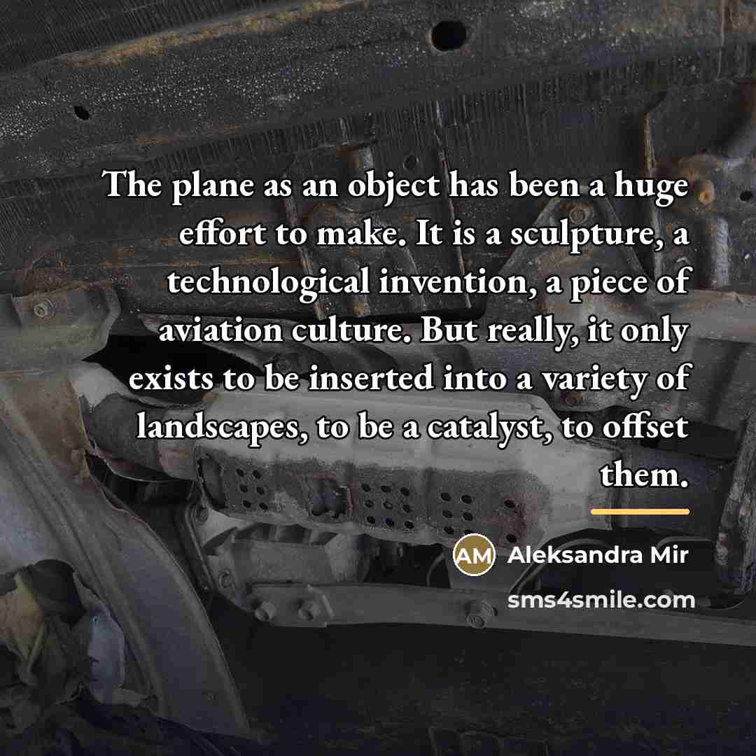 “The plane as an object has been a huge effort…” quote by Aleksandra Mir