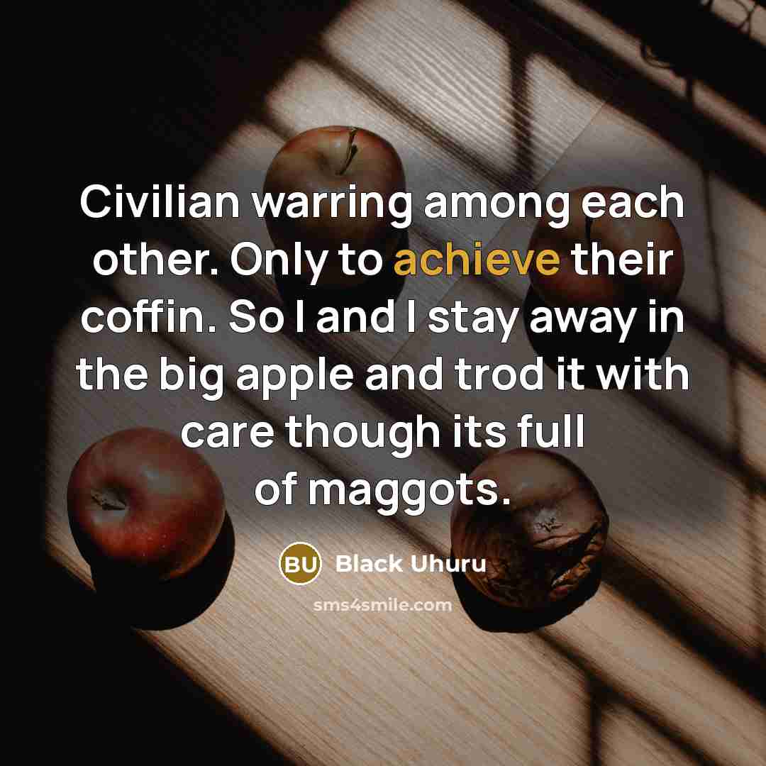 “Civilian warring among each other. Only to achieve their coffin.…” quote by Black Uhuru