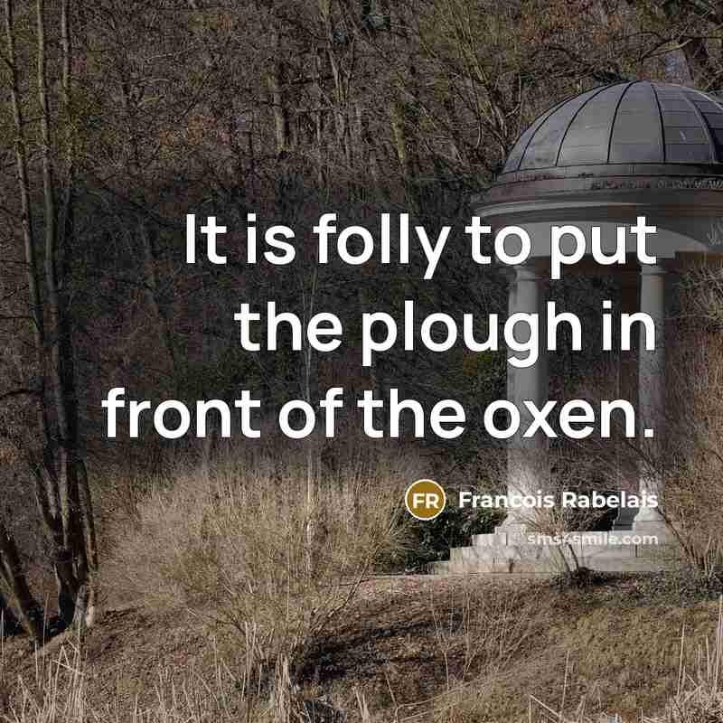 “It is folly to put the plough in front of…” quote by Francois Rabelais