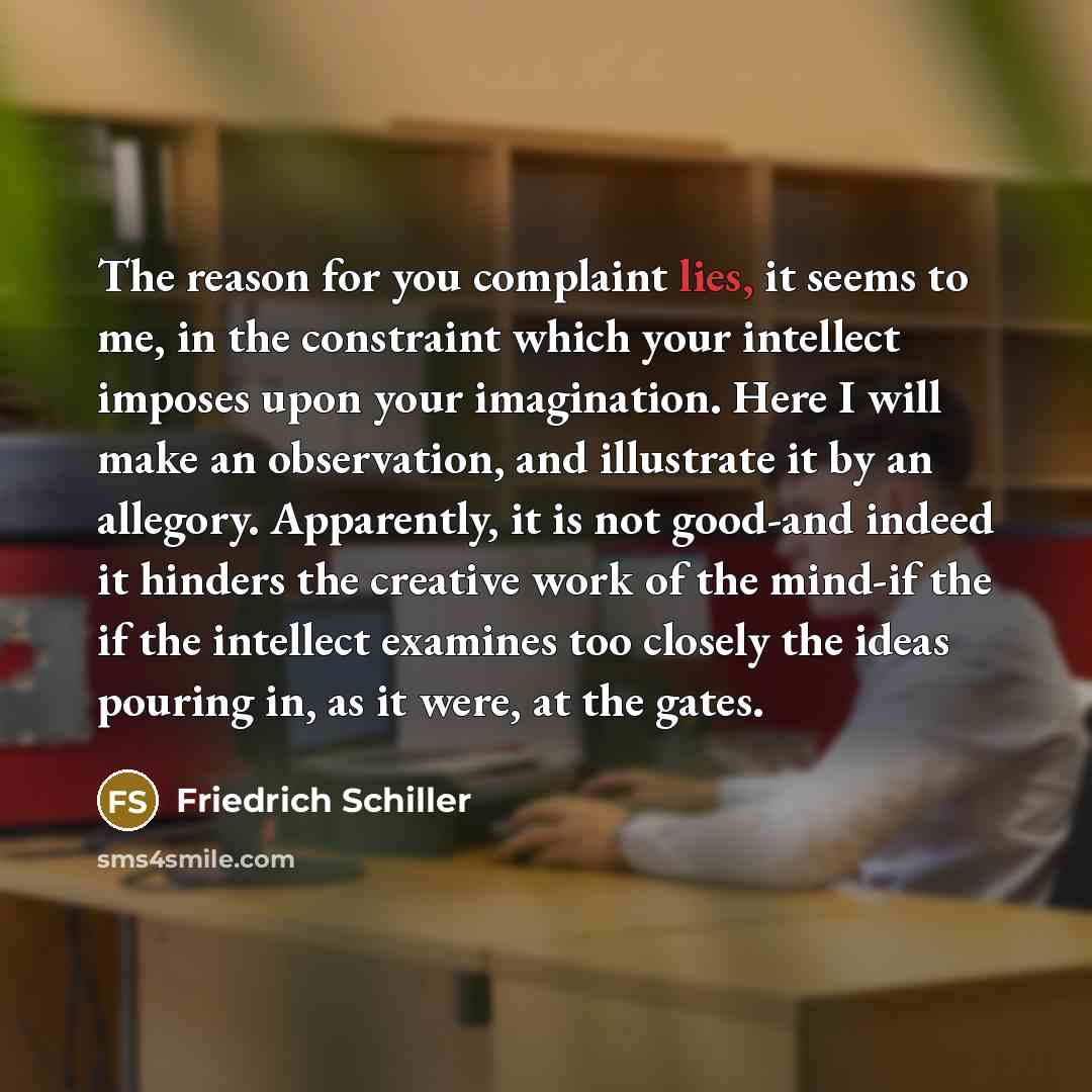 “The reason for you complaint lies, it seems to me,…” quote by Friedrich Schiller