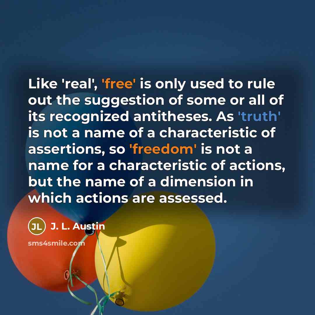 “Like 'real', 'free' is only used to rule out the…” quote by J. L. Austin