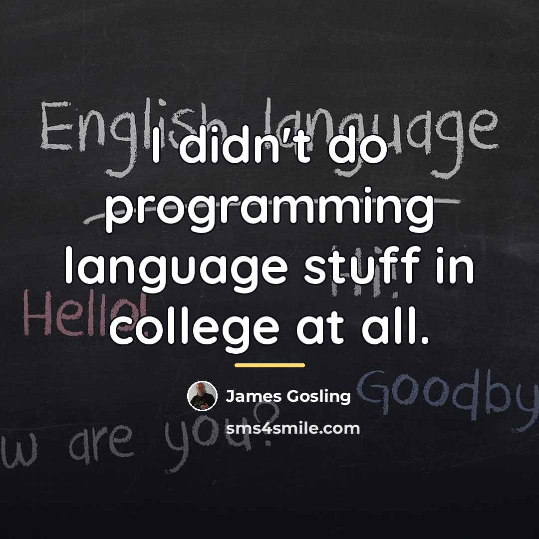 “I didn't do programming language stuff in college at all.…” quote by James Gosling