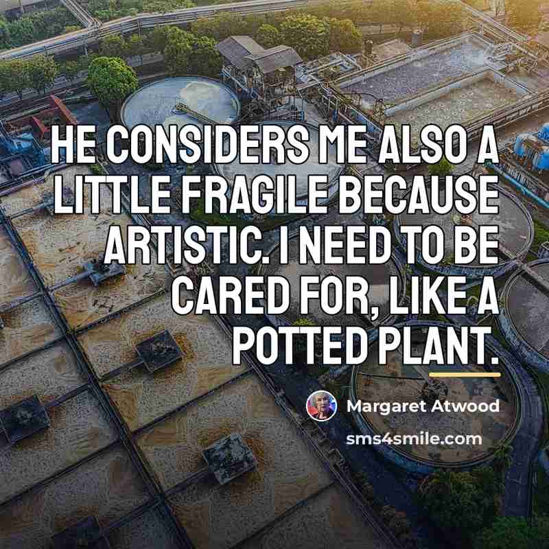 “He considers me also a little fragile because artistic. I…” quote by Margaret Atwood