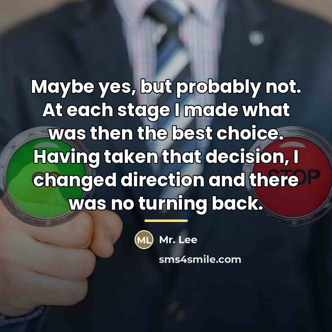 “Maybe yes, but probably not. At each stage I made…” quote by Mr. Lee