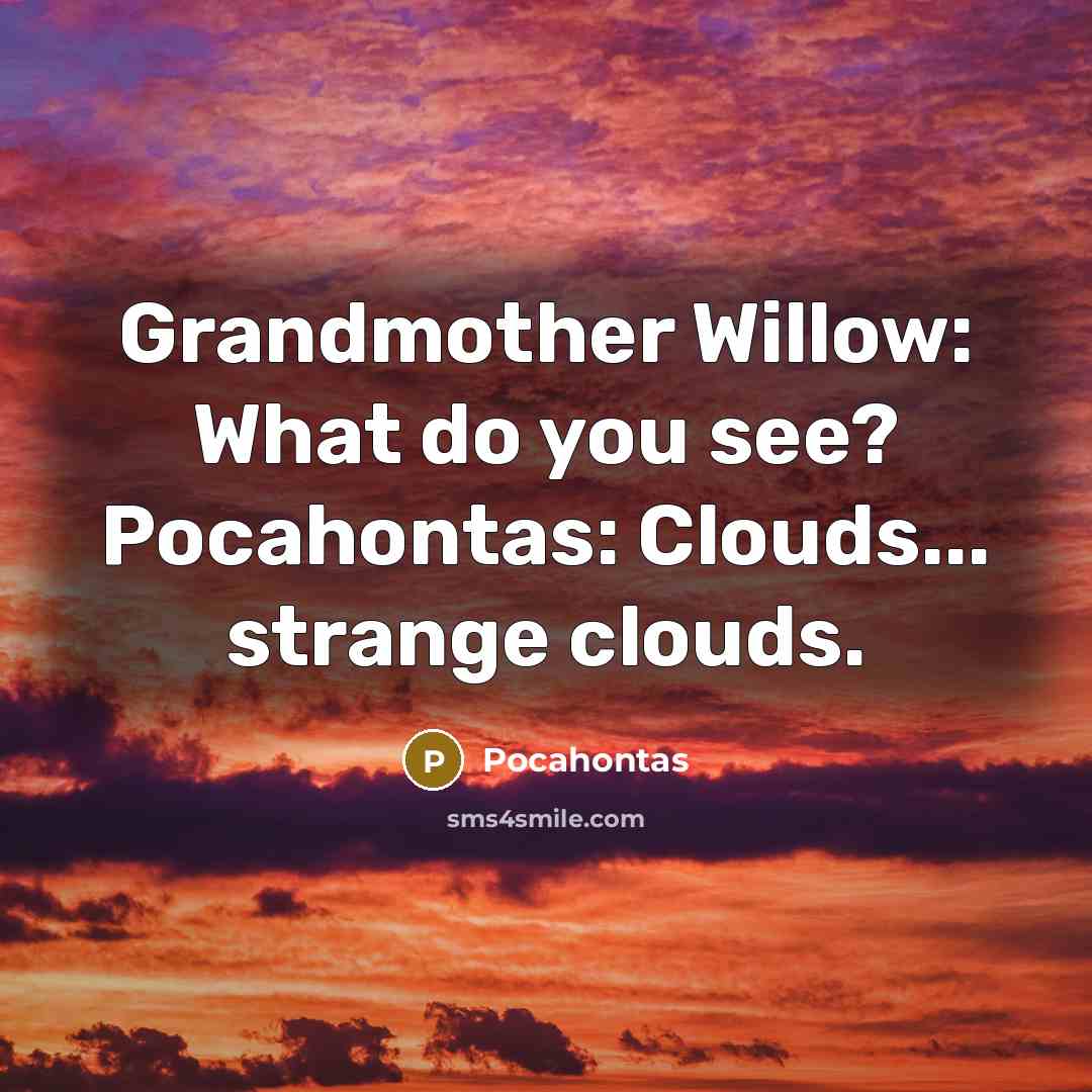 “Grandmother Willow: What do you see? Pocahontas: Clouds... strange clouds.” quote by Pocahontas