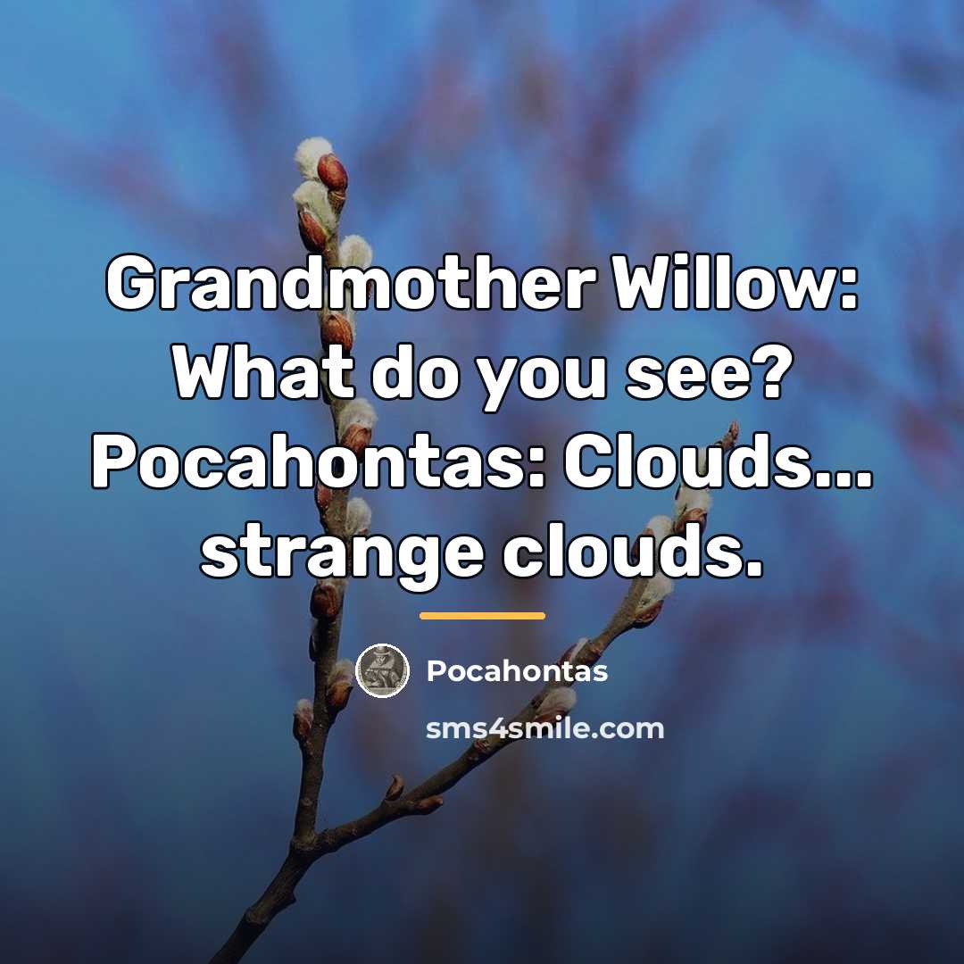“Grandmother Willow: What do you see? Pocahontas: Clouds... strange clouds.…” quote by Pocahontas