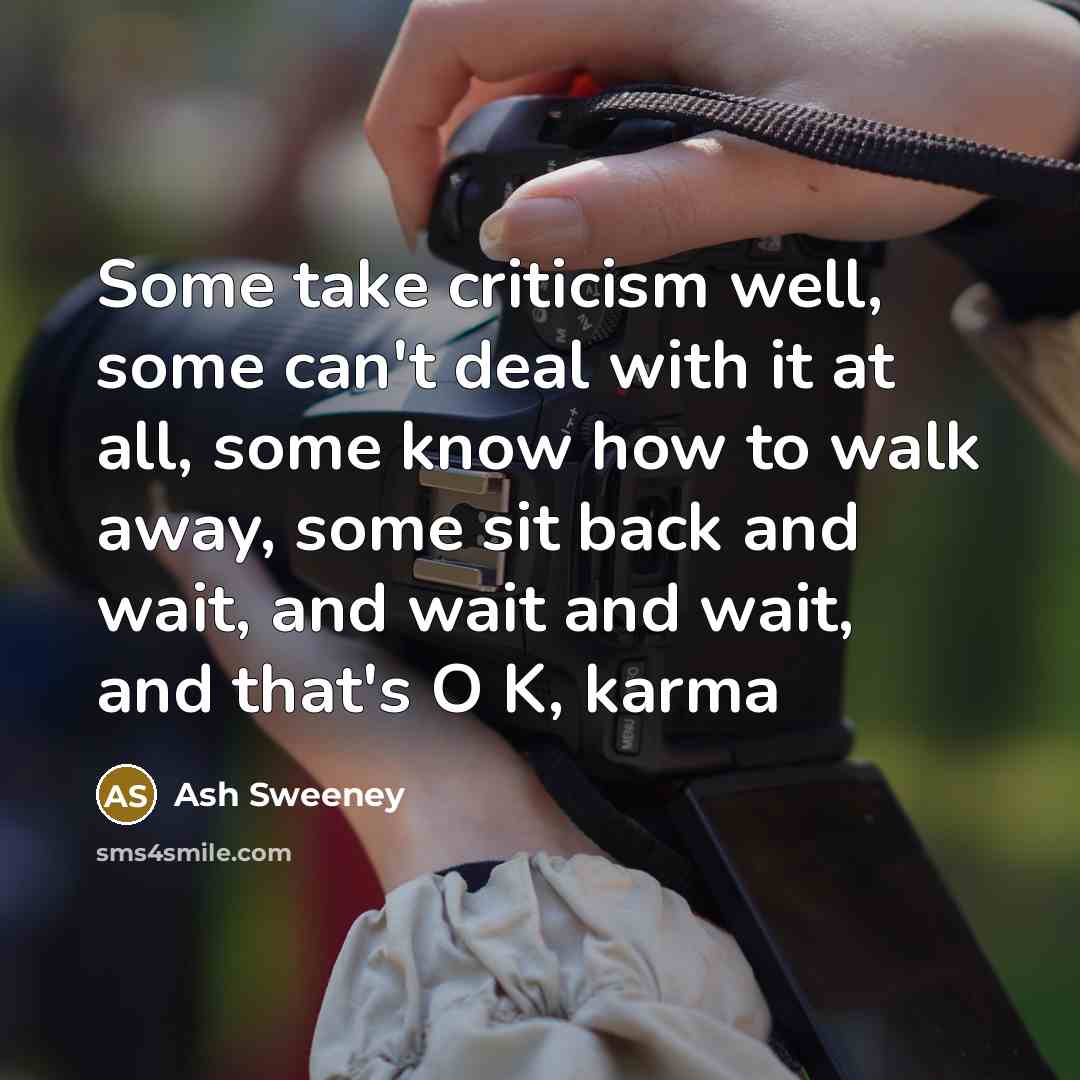 “Some take criticism well, some can't deal with it at…” quote by Ash Sweeney
