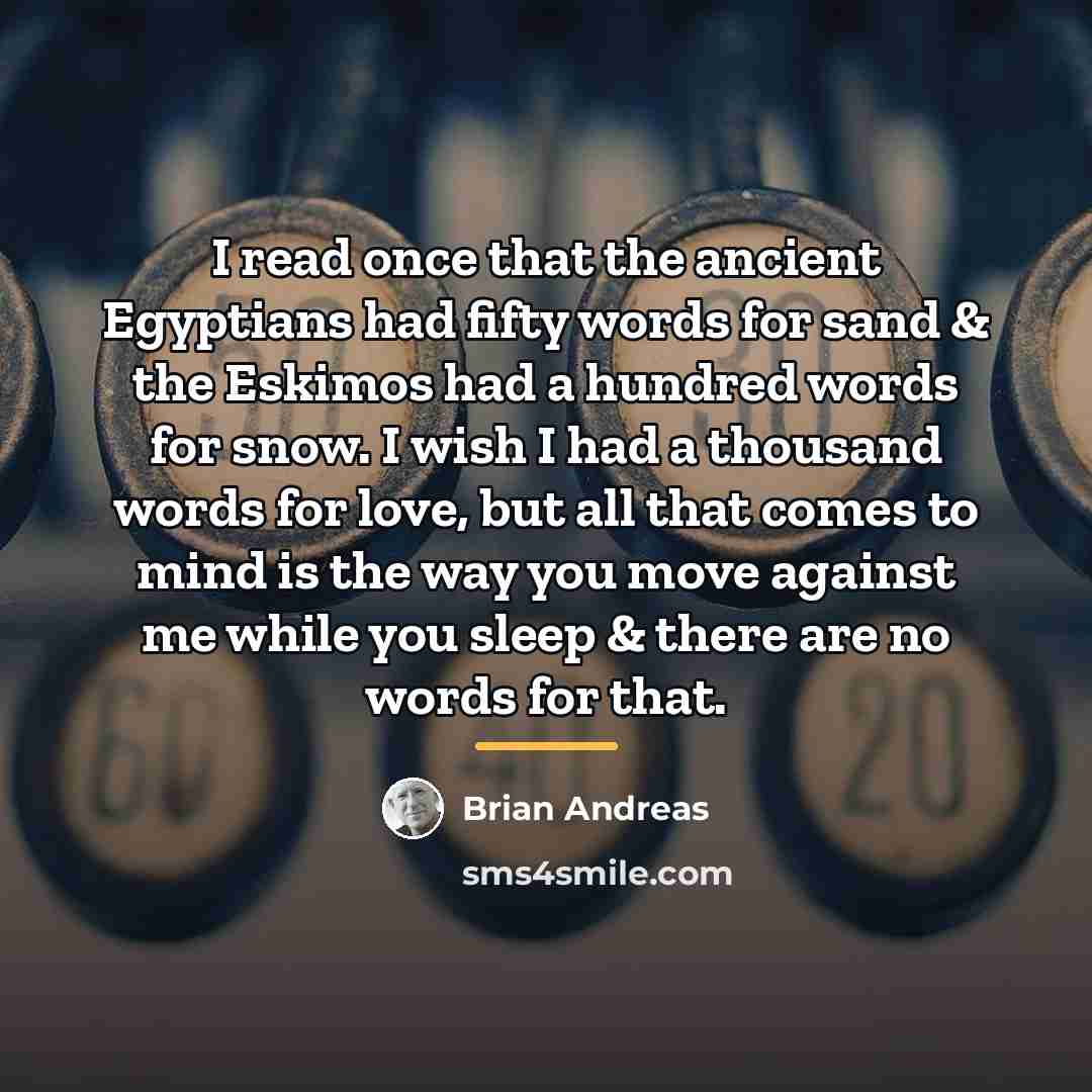 “I read once that the ancient Egyptians had fifty words…” quote by Brian Andreas